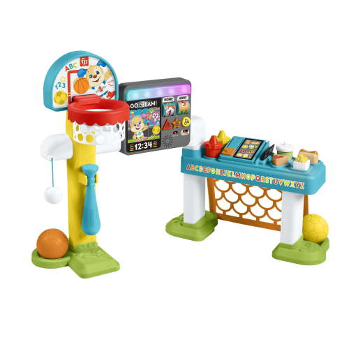 Fisher-Price Laugh & Learn 4-in-1 Sports Activity Center, Baby Play Space with Soccer Ball & Singing Stand