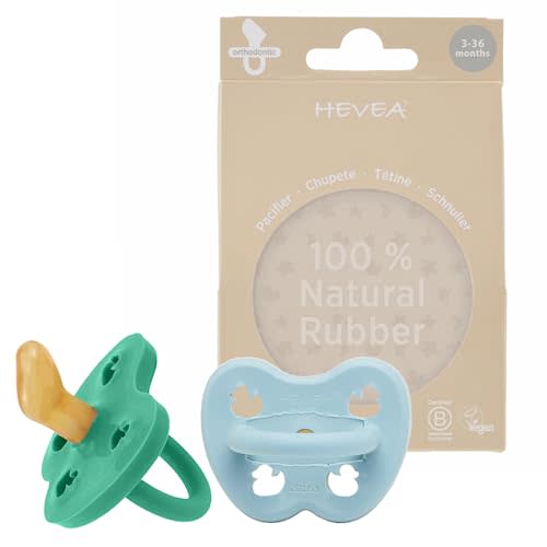 HEVEA Natural Rubber PacifierORTHODONTIC 3-36 Months Two-Pack - Maya Blue & Pop of Green