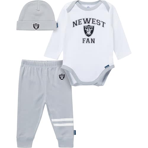Gerber NFL Baby Boys 3-piece Onesie Bodysuit, Active Pant and Cap Set