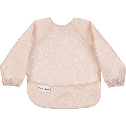 Tiny Twinkle Mess Proof Baby Bib|Waterproof Smock Bib for Eating,Machine Washable Full Sleeve with Pocket (Zen Garden, Small 6-24 Months)
