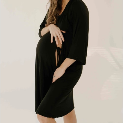Lila Labor & Postpartum Gown in Black