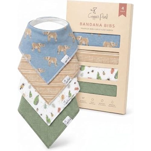 Copper Pearl Baby Bibs 4 Pack, Bandana Drool Bibs for Baby Girl & Boy, Soft Cotton Bibs for Drooling and Teething