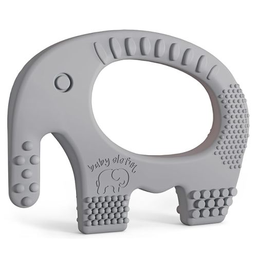 Teething Toys for Babies Age 0 to 6 Months - Baby Elefun 5X Pain Relief Smart Teether - Zero Developmental Delay Silicone Baby Teething Toy Ring - Cute Infant Shower Gift Chew Toy for Babies - 0-6 Мonths - 0-6 Gray