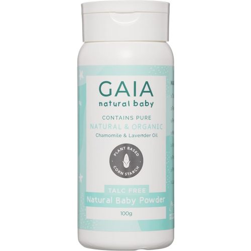 GAIA Natural Baby Powder | 100% talc free baby powder | cornstarch | organic Chamomile | organic Lavender | Perfume Free | Paraben Free | Nappy rash | Australian Made | Gentle baby care | 100g