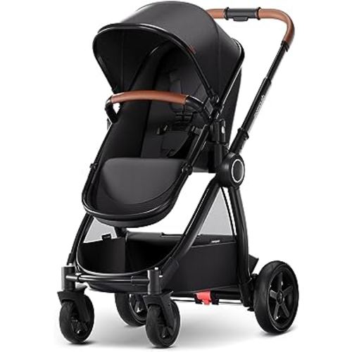 Mompush Ultimate2 Baby Stroller, Premium Convertible Full-Size Stroller for Toddler, Reversible Seat with One Hand Recline Adjustment, Car Seat Adapter Included