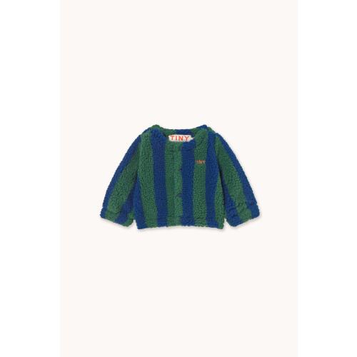 STRIPES BABY SHERPA JACKET dark green/light navy | TINY