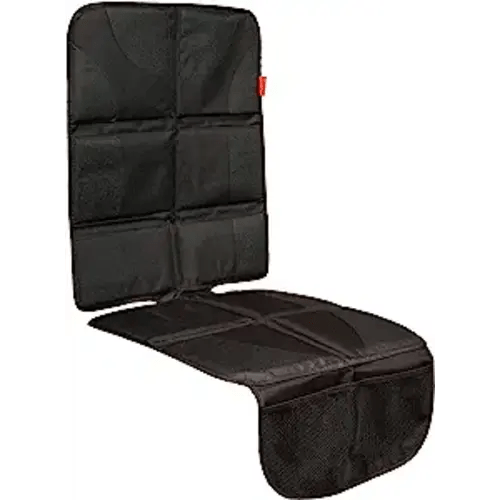 Lusso Gear Car Seat Protector for Child Seat, Non-Slip Waterproof Leather Seats with Thick Padding and 2 Mesh Storage Pockets, Baby Protectors Under Carseat (Black)