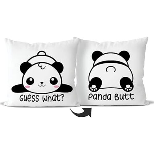 QIYUHOY Funny Panda Throw Pillow Covers for Bed,Panda Gifts for Girls Kid Calming Corner Home Bedroom Play Room Nursery Decorations, 18x18 Inch Pillowcase