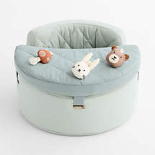 Organic Washable Green Baby Activity Chair with Woodland Baby Rattle Set