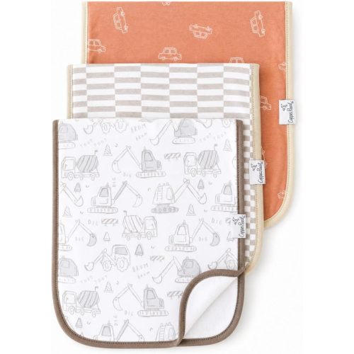 Copper Pearl Premium Baby Burp Cloths - 3-Pack Large Cotton Burp Cloths, Extra Soft Spit Up Rags with 3 Absorbent Layers, Perfect for Baby Boy and Baby Girl Gifts (21" x 10" Size, Gage Set)