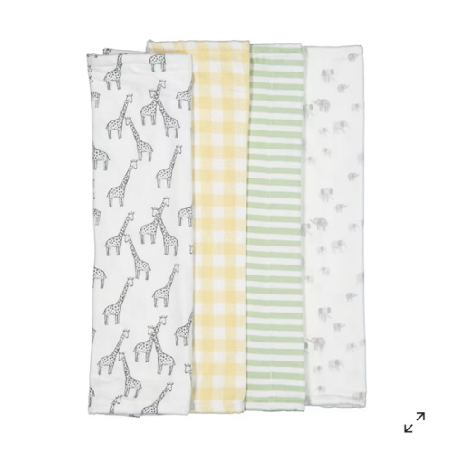 4 Pack Organic Cotton Burping Cloths