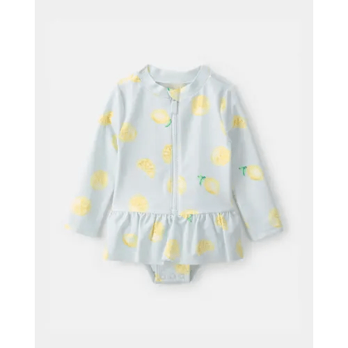 Baby Girl 1-Piece Lemon Rashguard Swimsuit - Blue | Carter's