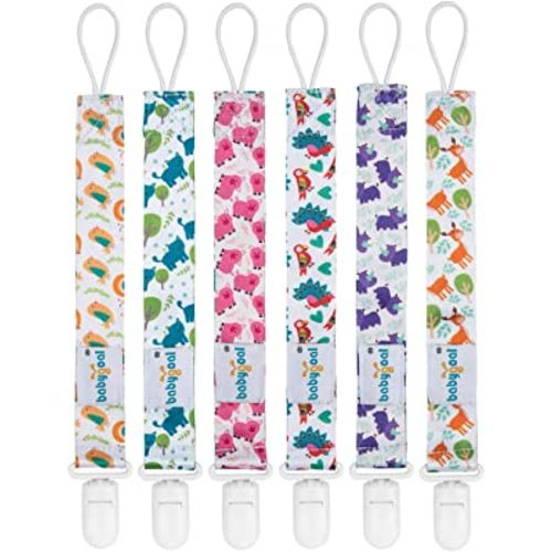 Babygoal Animal Pacifier Clips, 6 Pack Binky Paci Holder and Leash for Boys and Girls Fits for Most Pacifier, Binkie Styles & Baby Teethers & Toys and Gift 6PB04