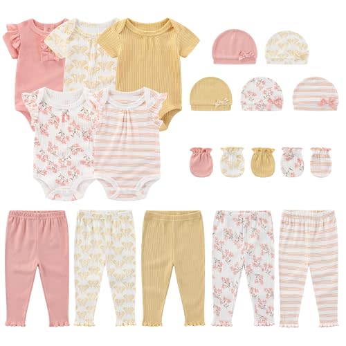 MAMIMAKA Newborn Layette Gift Set 20-Piece Cotton Baby Boy Girl Clothes Essentials and Accessories