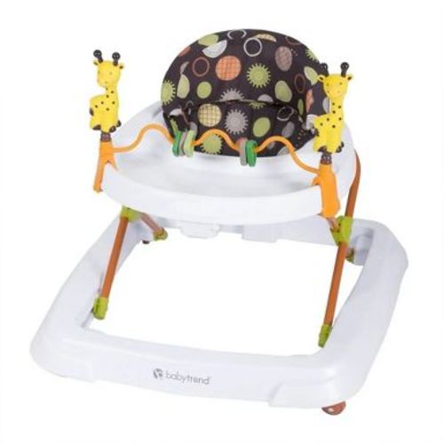 Baby Trend Walker, Activity Center for Infants with Adjustable Height, Wheels, Tray, and Removable Toy Bar with Toys, Safari Kingdom