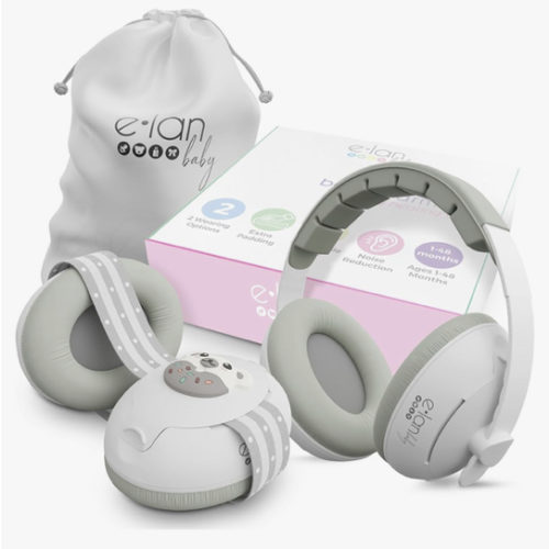 2-in-1 Baby Ear Muffs Noise Protection - Baby Headphones for Noise & Plane Travel - 2 Headbands - Toddler Ear Protection for Infant & Toddler Travel Essential, Age 1-36 Months