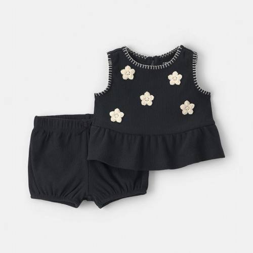 Baby Girl Carter's 2-Piece Floral Embroidered Top & Short Set