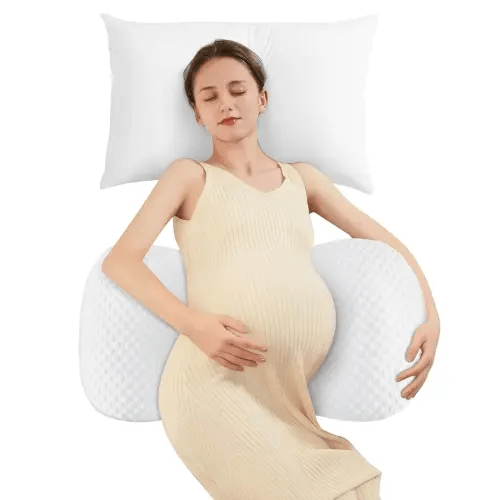 Pregnancy Pillow Cooling for Sleeping, Detachable and Adjustable Double-Sided Support Maternity Pillow Skin-Friendly for Pregnant Women Back, HIPS, Legs(30°Slope Design Verified by Expectant Mothers)