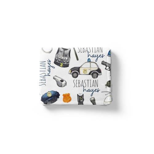 Personalized Police baby blanket, Custom name baby blanket, Policeman blanket, Baby shower gift, Police baby gift, Police car blanket - LiP
