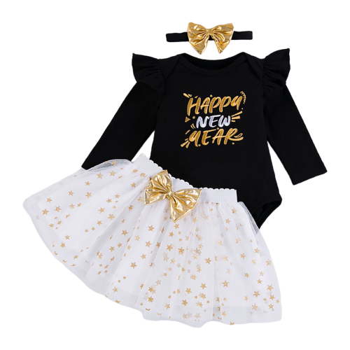 Durtebeua Toddler Outfits for Girls Girls Clothing Set 3 Pcs Floral Soft Crewneck Long Sleeve Top + Leggings Loose Outfits With Bowknot Black,3-6 Months