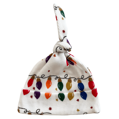 Organic Waffle Knot Beanie, Christmas Lights – SpearmintLOVE