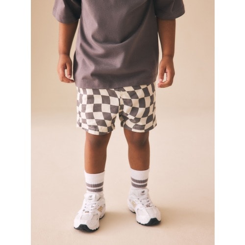 Grey/White Checkerboard Pull On Shorts (9-12months)