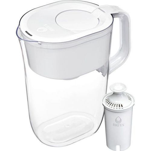 Brita Water Filter 10-Cup Tahoe Water Pitcher Dispenser - White: Easy-Fill Lid, Electronic Indicator