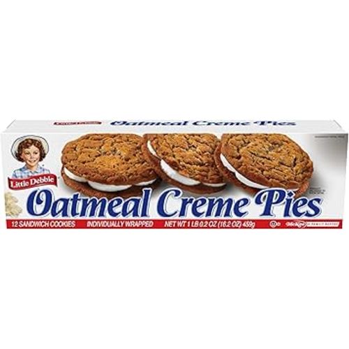 Little Debbie Oatmeal Crème Pies, 12 Individually Wrapped Sandwich Cookies, 16.2 OZ Box