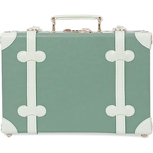 Unitravel Baby Keepsake Case, 13" Handmade Memory Storage Box, Newborn Keepsake Box, Vintage Suitcase for Baby Shower, Baptism, Naming Ceremony or Birthday (mint green)