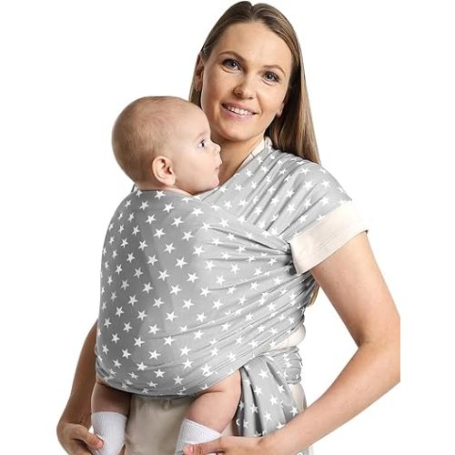 Fashion Star Pattern Baby Wraps Carrier,Comfortable Baby Wearing Wrap and Swaddle,Stretchy, Breathable,Hands-Free Design Infant Sling for Newborn to Toddler 7-35 lbs