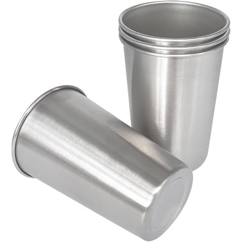 Stainless Steel Cups，4pack Shatterproof Cup Unbreakable Tumblers -300ML Metal Cups - Stackable Durable cup，Chilling Beer Glasses, for Travel, Outdoor, Camping, Everyday，Restaurant 10 oz