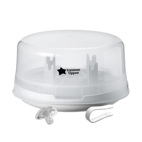 Tommee Tippee Microwave Steam Sterilizer for Baby Bottles and Accessories, 4-Minute Sterilisation Cycle, Kills Viruses and 99.9% of Harmful Microbes, Compact and Lightweight