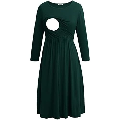 Smallshow Women's Maternity Nursing Dress 3/4 Sleeve Dress for Breastfeeding