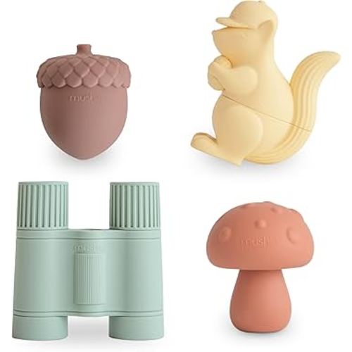 mushie Nature Bath Toys Play Set for Toddlers | 100% Food Grade Silicone | Mold Free, Pack of 4