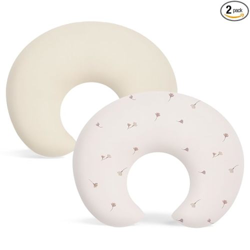 Susurration 2 Pack Nursing Pillow Cover,Ultra Soft and Stretchy Compatible with Boppy Breastfeeding Pillow,Comfortable and Skin-Friendly Slipcovers for Newborn Boys & Girls(Broom Flower)