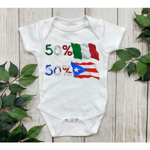 Italian Puerto Rican Baby Bodysuit: Heritage Flag Outfit