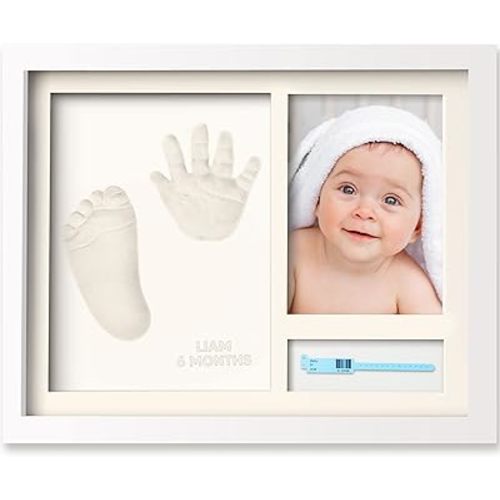 KeaBabies Baby Footprint Kit, Clay Paw Print Kit - Newborn Hand and Footprint Keepsake Picture Frame, Hospital Bracelet, Personalized New Mom Gifts & Baby Shower Gifts for Boys, Girls (Alpine White)