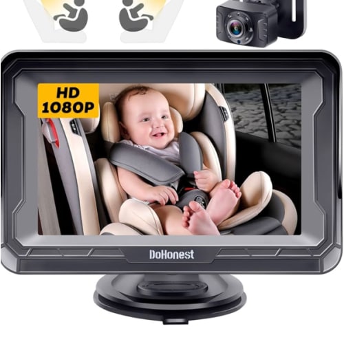 DoHonest Baby Car Camera HD 1080P - Rear-Facing Car Baby Monitor with Night Vision, Adjustable View Angle, Easy Setup, Anti-Glare Display, Safety for Kids & Infants