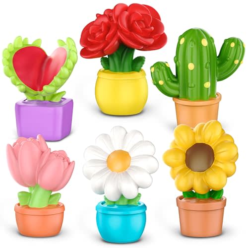 6PCS Flower Garden Bath Toys for Toddlers 6M+ - Mold Free No Hold, BPA-Free Floating Bathtub Toys with Rose, Sunflower & More - Sensory Play, Easy Clean, Indoor Outdoor Fun