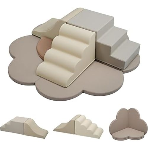 Merax Indoor Climbing Toys for Toddlers, 6-Piece Soft Foam Climbing Blocks Climb & Slide Soft Play Set