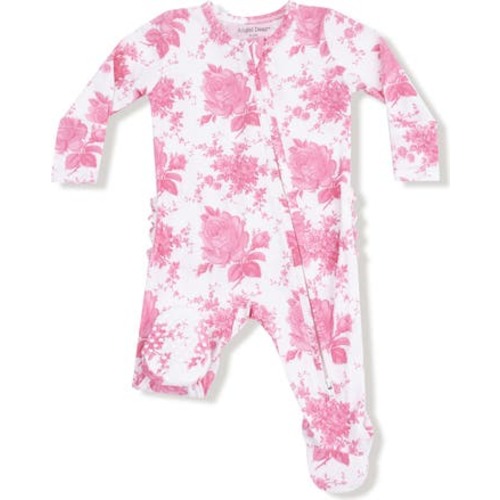 Vintage Rose Ruffle Zip Footie, 3-6M