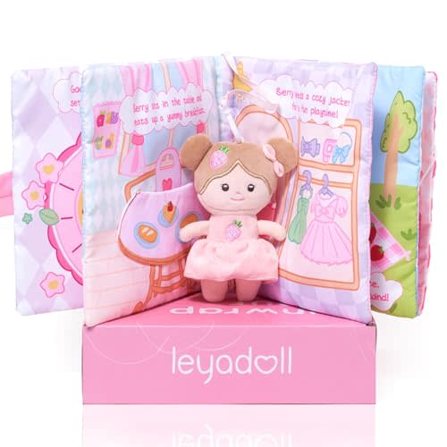 LeyaDoll Interactive Sensory Soft Cloth Book, Educational Crinkle Quiet Activity Busy Book for Babies,Toddler Travel Toy Gift for 1-3 Year Old Boys and Girls (A Berry Special Day)