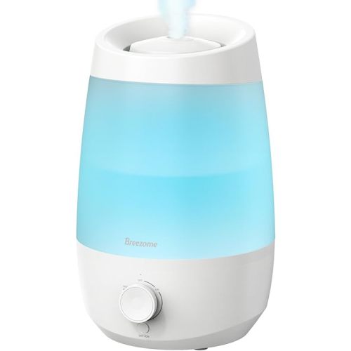 BREEZOME Humidifiers for Bedroom, 2.5L Humidifiers for Home, 250ml/h Mist Output, 7 Adjustable LED,25hrs Essential Oil Diffuser, 25dB Top Fill Ultrasonic Humidifier for Baby and Indoor Plants, White