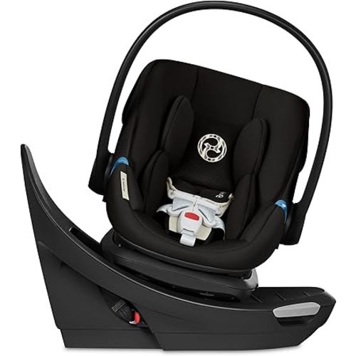 Cybex Aton G Siège auto pivotant pour nouveau-nés de 1,8 à 15,9 kg, base rotative à 180° pour un chargement facile, sensorSafe, base anti-rebond, protection avancée contre les chocs latéraux, système de voyage, lune noire