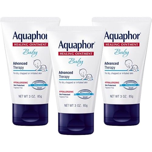 Aquaphor Baby Healing Ointment, Advanced Therapy for Chapped Cheeks and Diaper Rash, 3 Ounce (Pack of 3)
