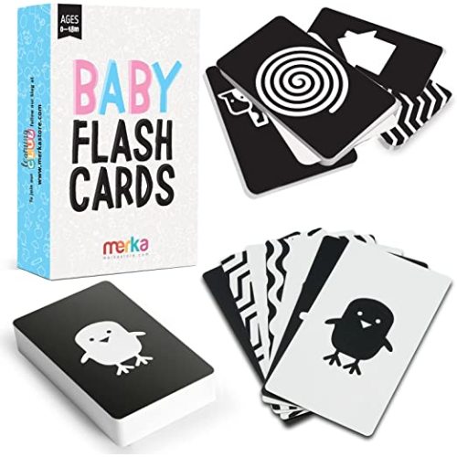merka High-Contrast Baby Flashcards – Set of 50 Black-and-White Flash Cards for Visual Stimulation and Brain/Sensory Development – Learning Tool for Infants and Toddlers 18 Months and Above - 2. Baby