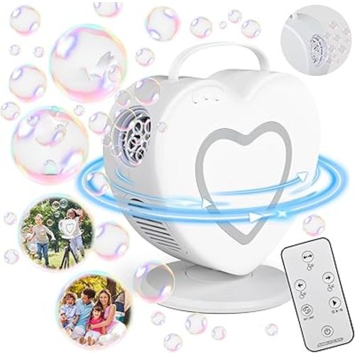 Heart Shaped Bubble Machine Automatic Blower Bubble Machine Bubble Maker with 360° Rotation for Kid Outdoor Family Games Party Birthday Gift