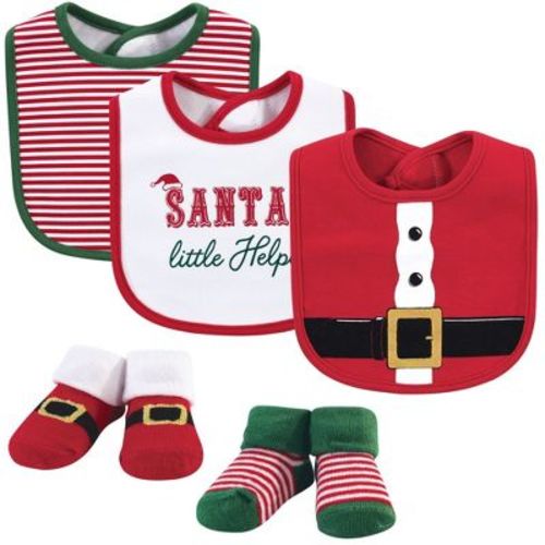 Little Treasure Baby Boys Cotton Bib and Sock Set 5pk, Santa, One Size