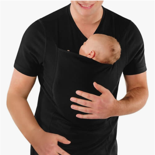 Mens Dad Shirts Baby Carrier Shirt Short Sleeve Skin to Skin New Dad Gifts T-Shirt with Pocket