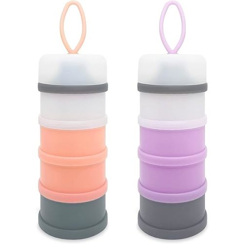 Baby Formula Dispenser, Formula Container, Portable Milk Powder Dispenser Container, Baby Feeding Travel Storage Container, Non-Spill Stackable Baby Snack Storage Container, BPA Free, 2 Packs